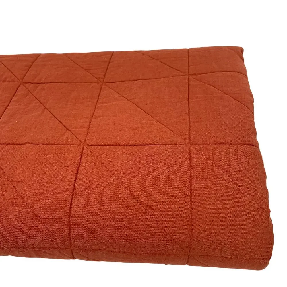 Tuft & Needle rust King / Cal King reversible linen blend quilt comforter